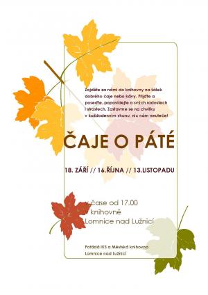 Čaje o páté - 16.10. 1