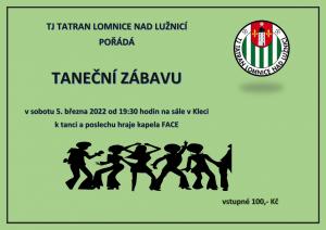 plakát Taneční zábava TJ TATRAN